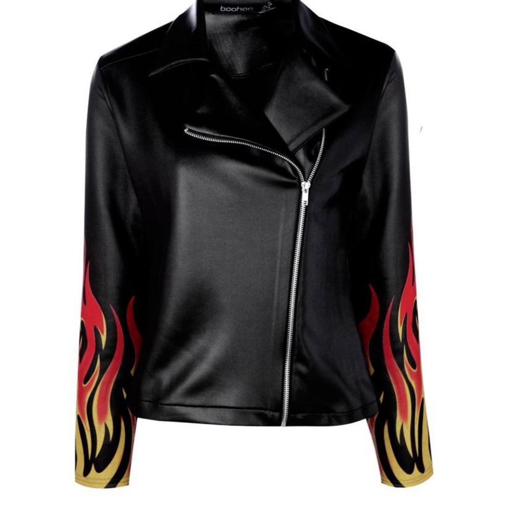 Boohoo Flame Faux Leather Jacket
